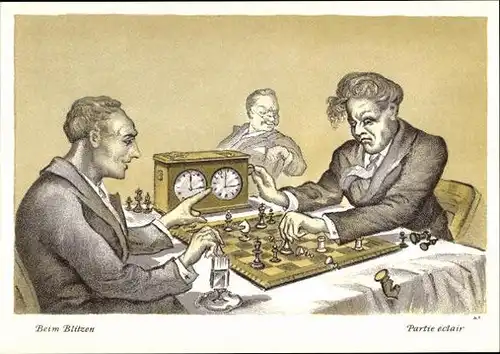 10 alte Ak Humor im Schach, Schachspiel, diverse Ansichten
