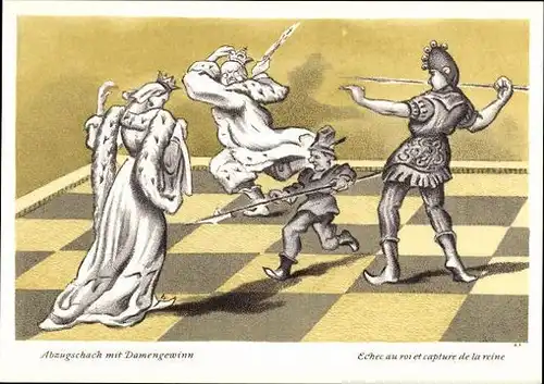 10 alte Ak Humor im Schach, Schachspiel, diverse Ansichten