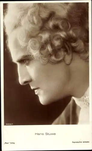 Ak Schauspieler Hans Stüwe, Locken, Portrait, Profilansicht, Ross Verlag, 4006