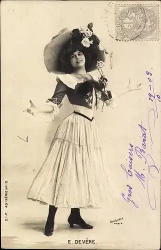 Ak Schauspielerin E. Devére, Portrait, Reutlinger