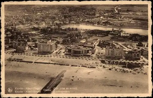 Ak Knokke Heist Heyst Knocke sur Mer Westflandern, Albert-Strand, Casino, Luftbild