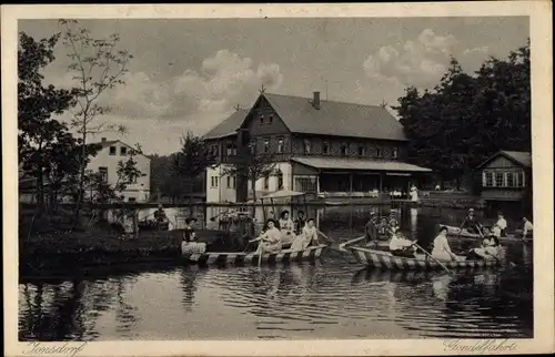 Ak Jonsdorf Sachsen, Kurhaus Gondelfahrt, Ruderboote