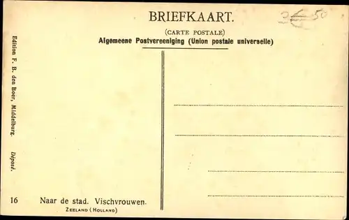 Ak Zeeland Niederlande, Naar de Stad. Vischvrouen, Fischerfrauen