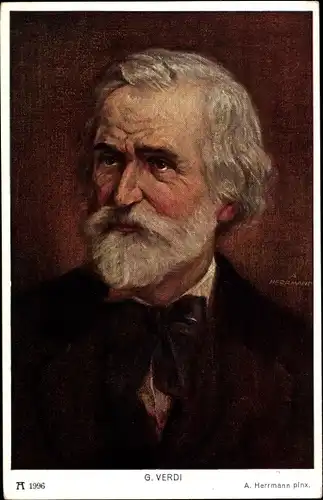 Künstler Ak Herrmann, A., Komponist Giuseppe Verdi, Portrait
