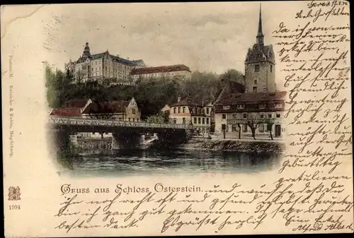 Ak Gera in Thüringen, Untermhaus, Schloss Osterstein, Brücke