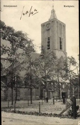 Ak Scherpenzeel Gelderland, Kerkplein