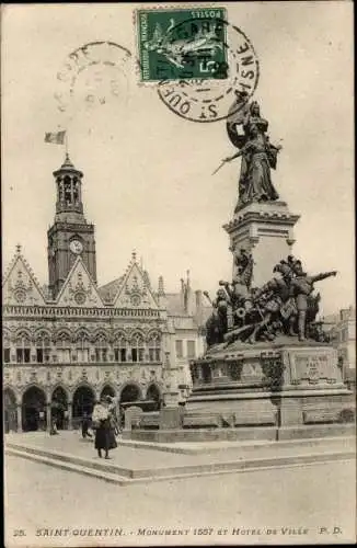 Ak Saint Quentin Aisne, Monument 1557, Rathaus