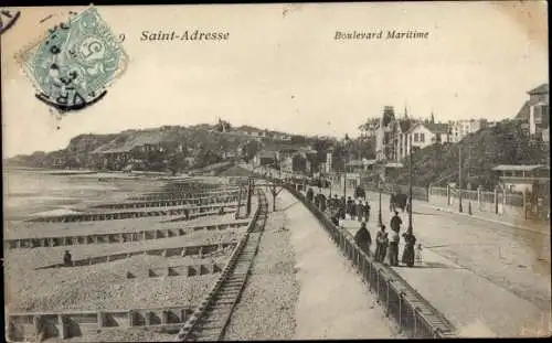 Ak Sainte Adresse Seine Maritime, Boulevard Maritime, Strand