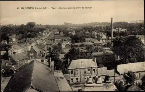 Ak Barentin Seine Maritime, Vue Generale vers la Cote de Rouen, Blick über die Dächer, Schornstein