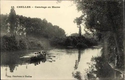 Ak Chelles Seine et Marne, Kanufahren in der Marne