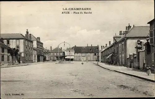 Ak Avize Marne, Place du Marche