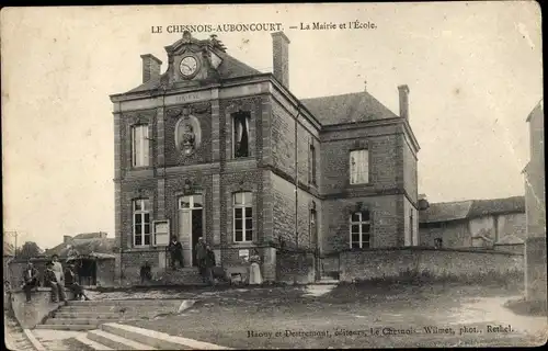 Ak Chesnois Auboncourt Ardennen, Rathaus, Schule