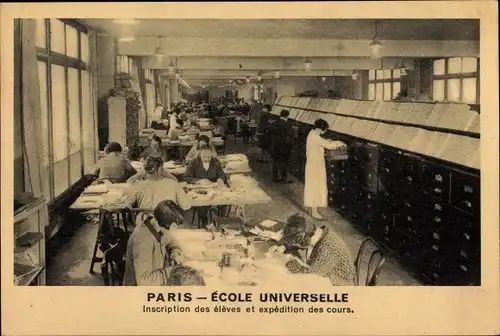 Ak Paris XVI, Ecole Universelle, Anmeldung der Studierenden und Versand der Kurse