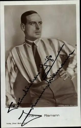 Ak Schauspieler Johannes Riemann, Portrait, Autogramm