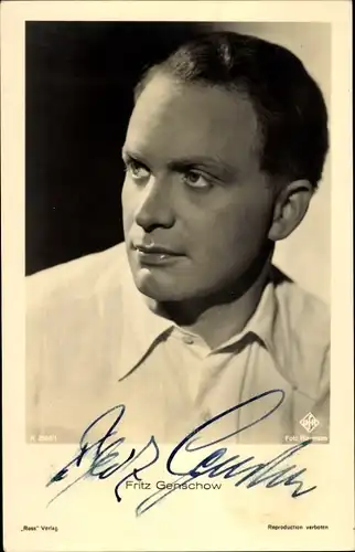 Ak Schauspieler Fritz Genschow, Portrait, UFA Film, Ross Verlag A 2660 1, Autogramm