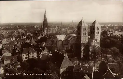 Ak Münster in Westfalen, Gesamtansicht, Dom, Lambertikirche