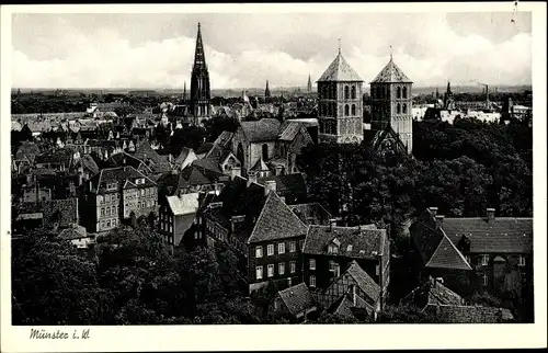 Ak Münster in Westfalen, Gesamtansicht, Dom, Lambertikirche