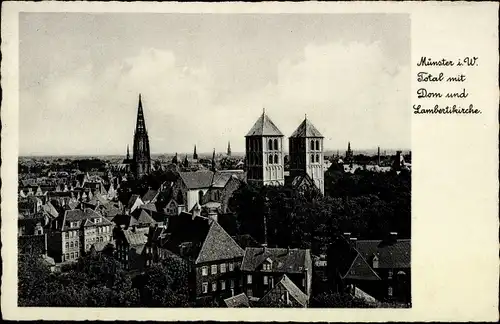 Ak Münster in Westfalen, Gesamtansicht, Dom, Lambertikirche