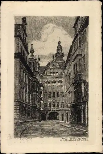 Künstler Ak Dresden Altstadt, Schlossgasse