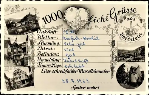 Ak Beilstein an der Mosel, Ruine, Totalansicht