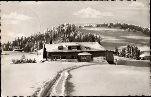 Ak Steibis Oberstaufen im Allgäu, Ski-Hütte Alpe Hoheneck, Winter