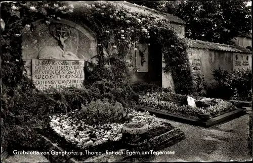 Ak Egern am Tegernsee Oberbayern, Grabstätte von Ganghofer und Thoma