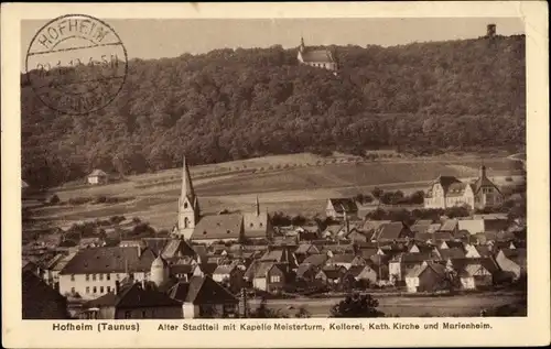 Ak Hofheim im Taunus Hessen, Alter Stadtteil mit Kapelle Meisterturm, Kellerei, Kath. Kirche