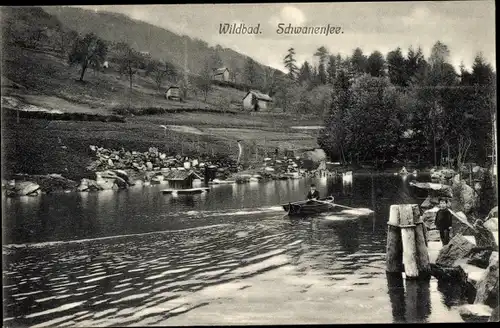 Ak Bad Wildbad im Schwarzwald, Schwanensee