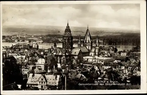 Ak Mainz am Rhein, Totalansicht, Stephansturm
