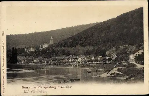 Ak Zwingenberg am Neckar Baden, Totalansicht