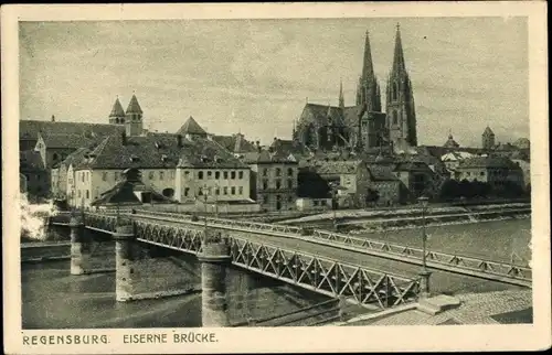 Ak Regensburg an der Donau Oberpfalz, Eiserne Brücke