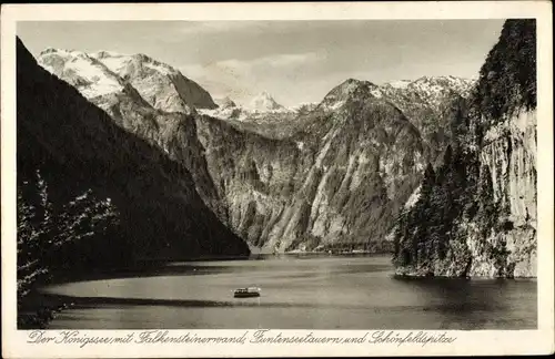 Ak Königsee Königssee Oberbayern, Falkensteinwand, Funtenseetauern, Schönfeldspitze