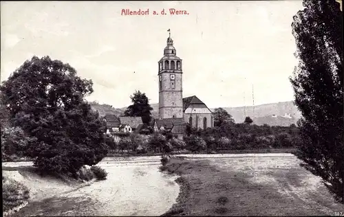 Ak Bad Sooden Allendorf an der Werra Hessen, Teilansicht, Kirche