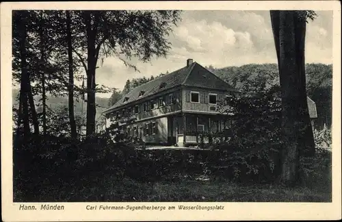 Ak Hann. Münden Niedersachsen, Carl Fuhrmann Jugendherberge, Wasserübungsplatz