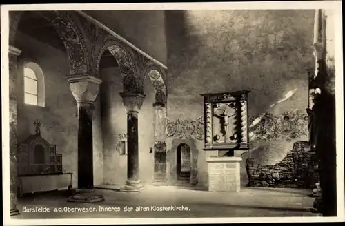 Ak Bursfelde Hann. Münden in Niedersachsen, alte Klosterkirche, Innenansicht