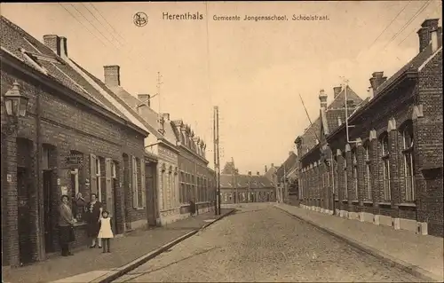 Ak Herentals Flandern Antwerpen Belgien, Gemeete Boys School, Schoolstraat