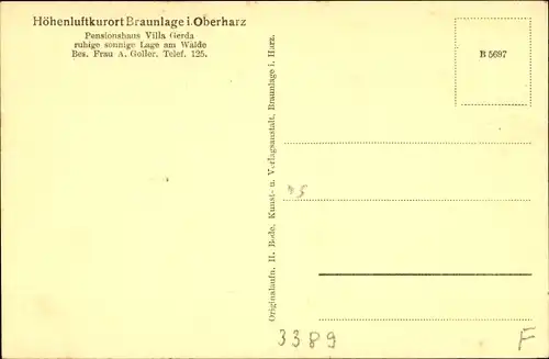 Ak Braunlage im Oberharz, Pension Villa Gerda