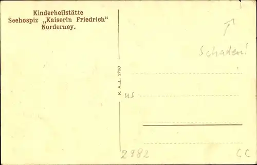 Ak Nordseebad Norderney Ostfriesland, Seehospiz Kaiserin Friedrich, Kinderheilstätte