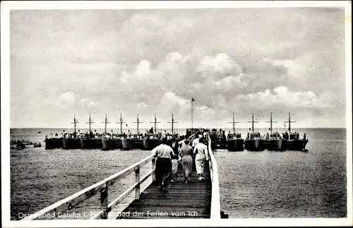 Ak Ostseebad Dahme in Holstein, Boote an der Seebrücke