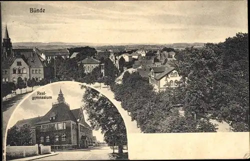 Ak Bünde in Westfalen, Teilansicht, Realgymnasium