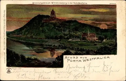 Ak Porta Westfalica an der Weser, Stimmungsbild am Witterkindsberg