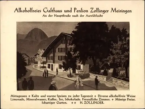 Ak Meiringen Kanton Bern Schweiz, Gasthaus und Pension Zollinger, Hauptstraße