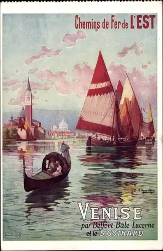 Künstler Ak Venedig, Reklame Französische Eisenbahn, Chemins de Fer de l'Est
