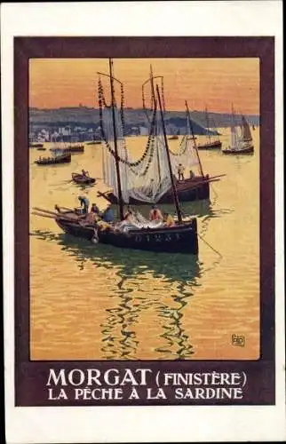 Künstler Ak Morgat Finistère, Sardinenfischer, Fischerboote