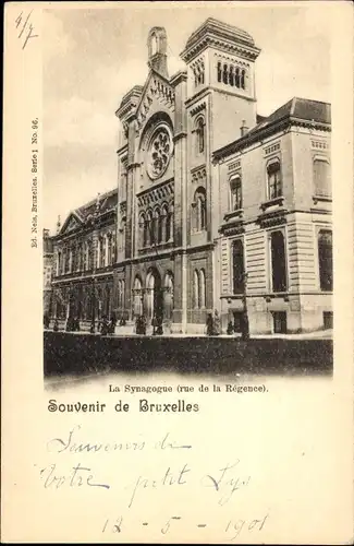 Judaika Ak Brüssel, Synagoge, Rue de la Regence