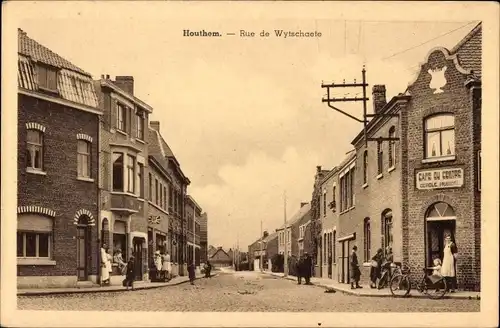 Ak Houthem Limburg Niederlande, Rue de Wytschaete, Café du Centre