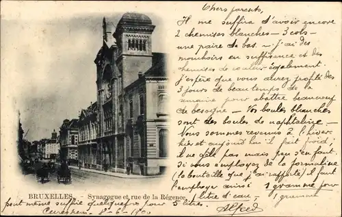 Judaika Ak Brüssel, Synagoge, Rue de la Regence