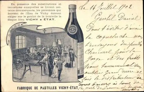 Ak Vichy Allier, Pastillenfabrik Vichy-Etat, Reklame