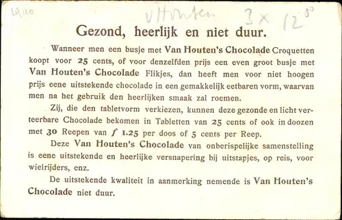 Litho Reklame, Cacao van Houten, Soldat AD 1900