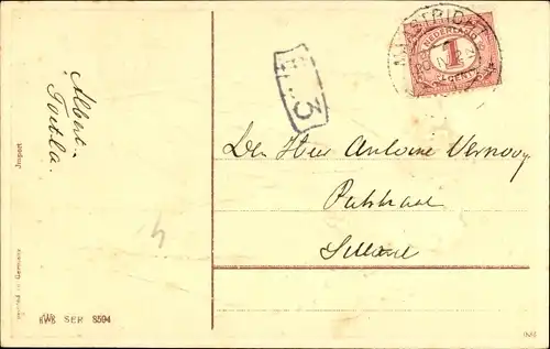 Präge Litho Zwei betrunkene Männer stützen sich gegenseitig